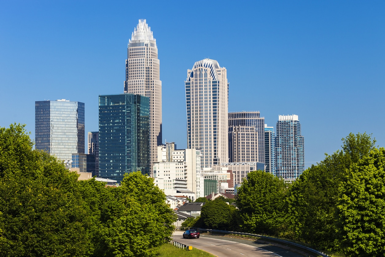 Downtown Charlotte, North Carolina on a sunny day